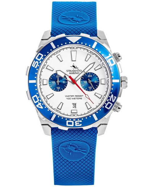 Men's Skipper Dual Time Zone Blue Silicone Strap Watch 44mm, Created for Macy's