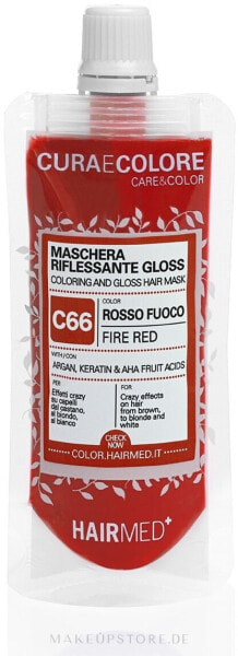 Pflegende Tönungsmaske für mehr Haarglanz 40 ml - Hairmed Coloring And Gloss Hair Mask C66 - Fire Red