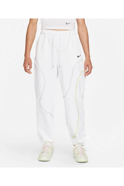 Sportswear Fleece Swirl Oversized Beyaz Kadın Eşofman Altı