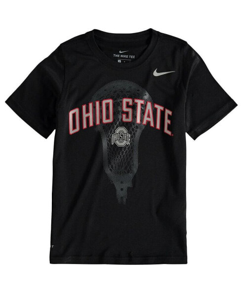 Big Boys Black Ohio State Buckeyes Lacrosse Performance T-shirt