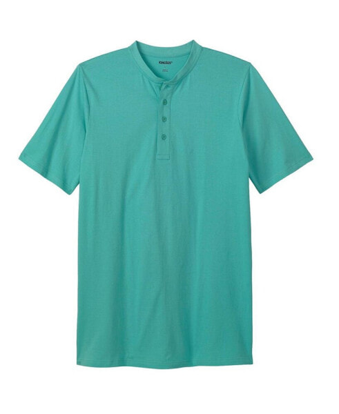 Tall Shrink-Less Longer Length Lightweight Henley T-Shirt