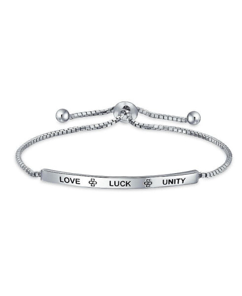 Ayllu Symbol BFF Heart Infinity Clover For Love Luck Unity Inspirational Words Bolo Bracelet Women Mantra Sterling Silver Adjustable