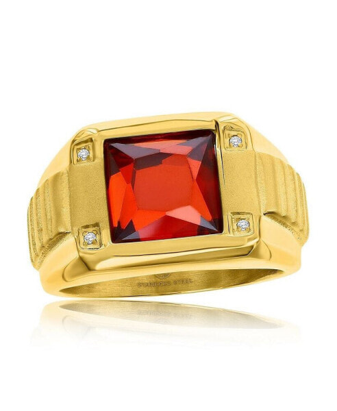 Stainless Steel Genuine Spinel Square CZ Ring