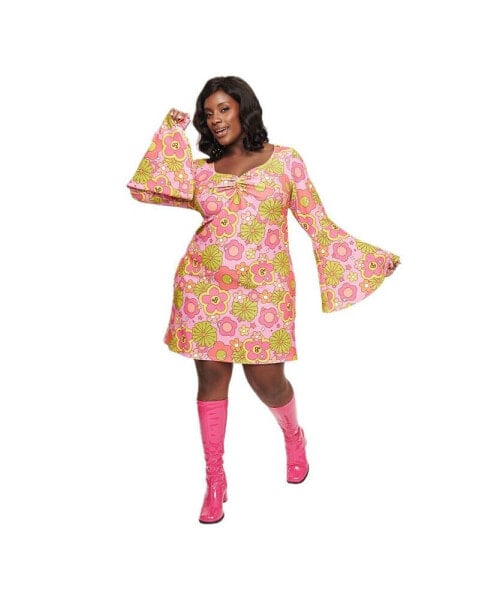 Plus Size 1960s Bell Sleeve Mini Dress