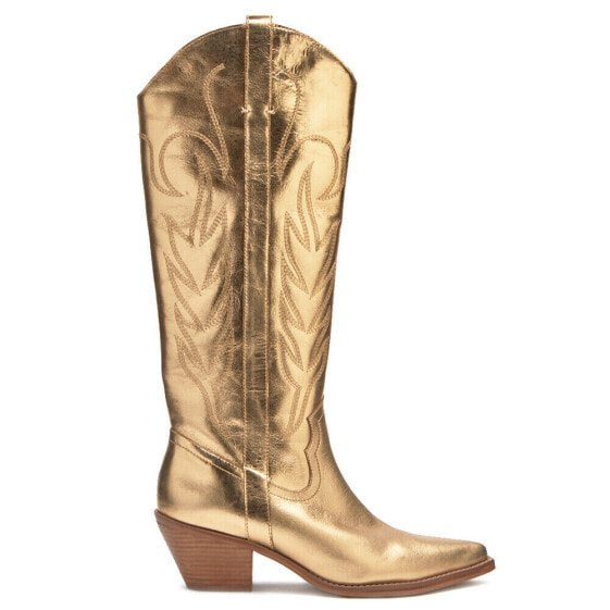 COCONUTS by Matisse Agency Pointed Toe Metallic Cowboy Womens Gold Casual Boots