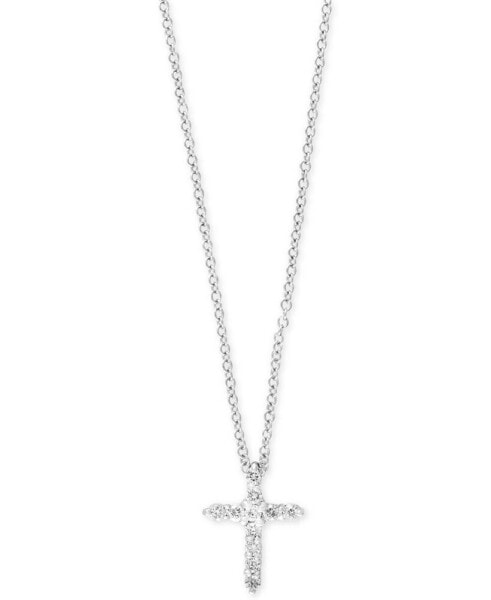 EFFY Collection pavé Classica by EFFY® Diamond Cross Pendant Necklace (1/5 ct. t.w.) in 14k White Gold