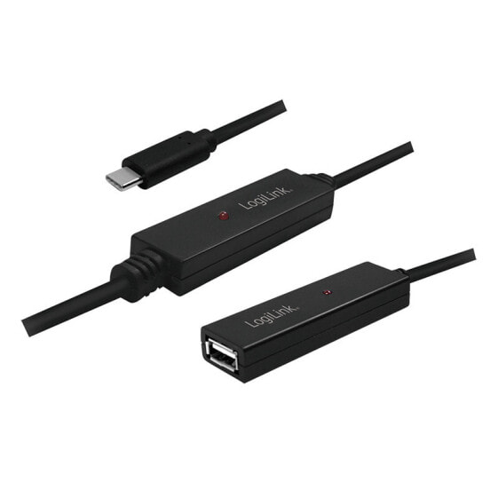 LogiLink UA0325 - 15 m - USB A - USB C - USB 2.0 - 480 Mbit/s - Black