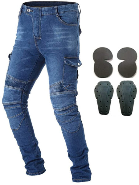 Motorcycle Riding Trousers Men Protective Trousers Denim Jeans with Armour 4 x Knee and Hip Pads