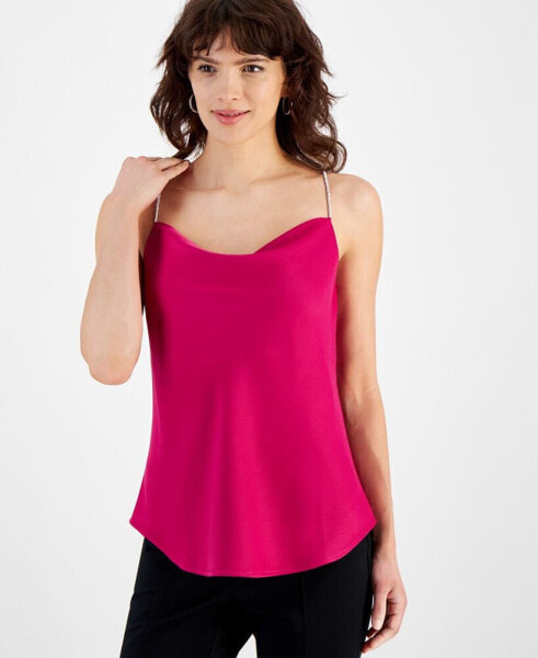 Women's Cowl-Neck Rhinestone-Strap Sleeveless Top, Created for Macy's