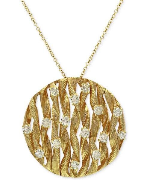 EFFY Collection d'Oro by EFFY® Diamond Textured Circle Pendant (3/4 ct. t.w.) in 14k Gold