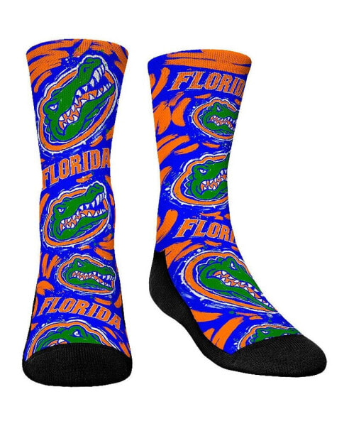 Youth Boys and Girls Socks Florida Gators Allover Logo and Paint Crew Socks