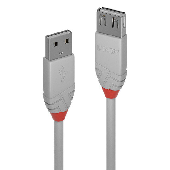 Удлиняющий кабель USB 2.0 Type A Lindy 3 м - серый