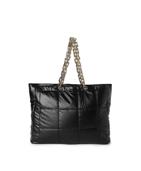 Women's Quilted Chain Tote Bag