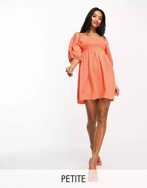 Nobody's Child Petite Kylie gingham mini dress in orange and pink