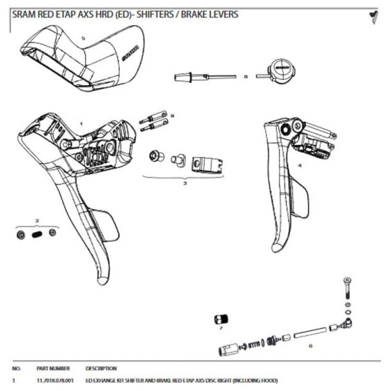 SRAM Exchange Kit For Red Etap AXS Shifter And Brake Disc Right Lever