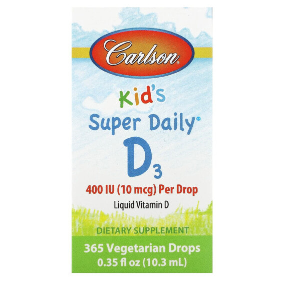 Kids Super Daily D3, 10 mcg (400 IU ), 365 Vegetarian Drops, 0.35 fl oz (10.3 ml)