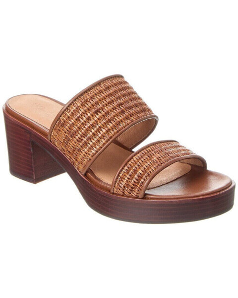 Madewell Double-Strap Straw & Leather Platform Sandal Women's