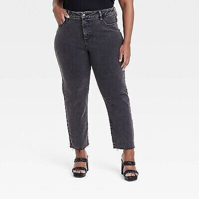 Women's High-Rise Cropped Slim Straight Jeans - Ava & Viv Charcoal Gray 17