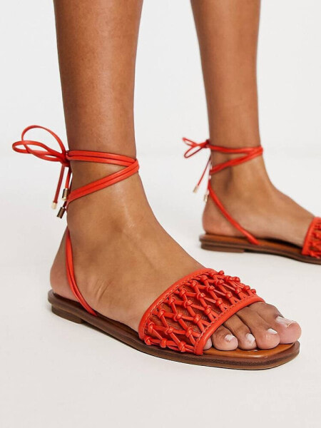 ALDO Seazen crotchet lace up sandals in bright orange