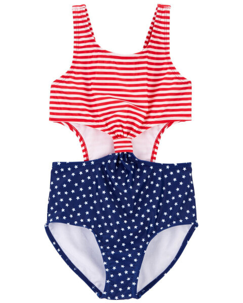 Kid Stars and Stripes 1-Piece Cut-Out Swimsuit 12