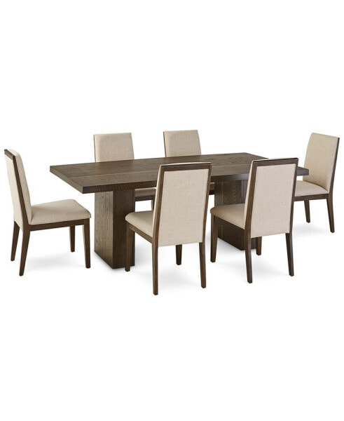 Beckett Pedestal 7pc Dining Set (Rectangular Table + 6 Chairs)