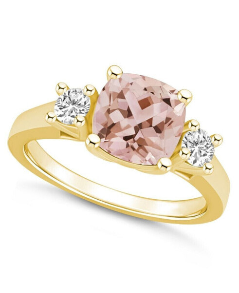 Morganite (2 ct. t.w.) and Diamond (1/3 ct. t.w.) Ring in 14K Yellow Gold