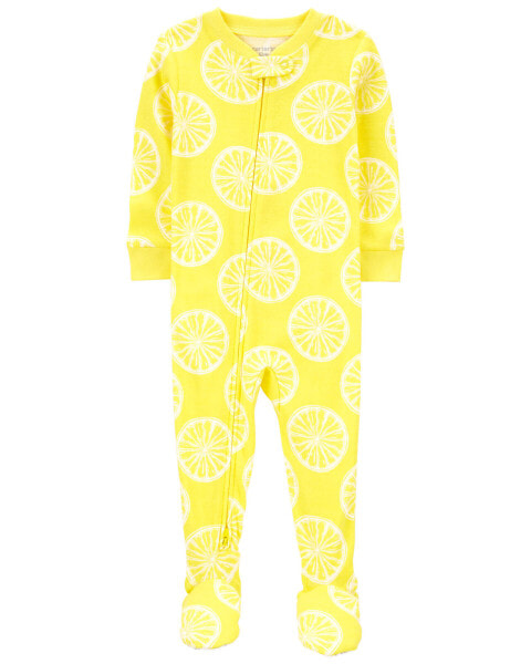 Toddler 1-Piece Lemon 100% Snug Fit Cotton Footie Pajamas 3T