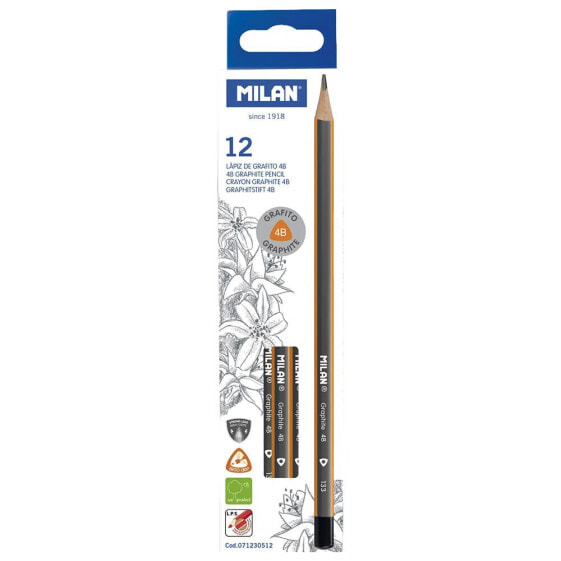 MILAN Box 12 Triangular 4B Graphite Pencils