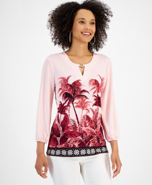 Women's Oasis Palm Chain-Trim Top, Created for Macy's