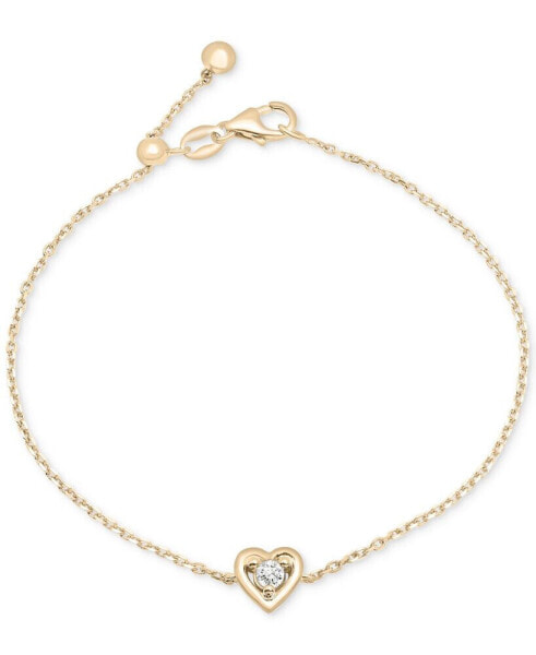 Diamond Heart Link Bracelet (1/10 ct. t.w.) in Gold Vermeil, Created for Macy's