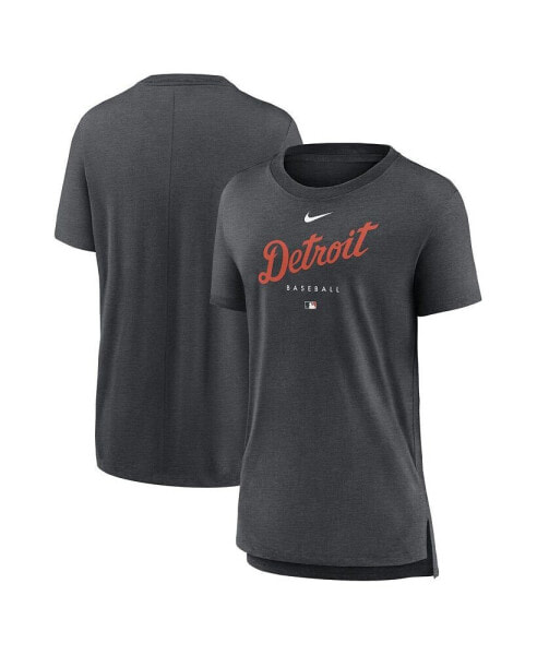 Women's Heather Charcoal Detroit Tigers Authentic Collection Early Work Tri-Blend T-shirt