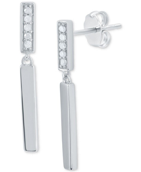 Diamond Bar Drop Earrings (1/10 ct. t.w.) in Sterling Silver