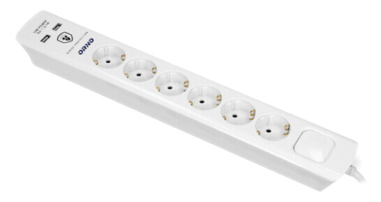Orno Anti -Regeneration Strip White 6x Sockets 2x USB 3M кабель