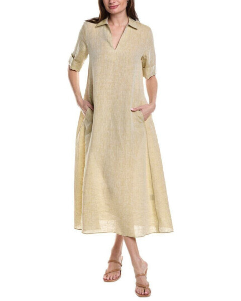 Lafayette 148 New York Short Sleeve Popover Linen Dress Women's
