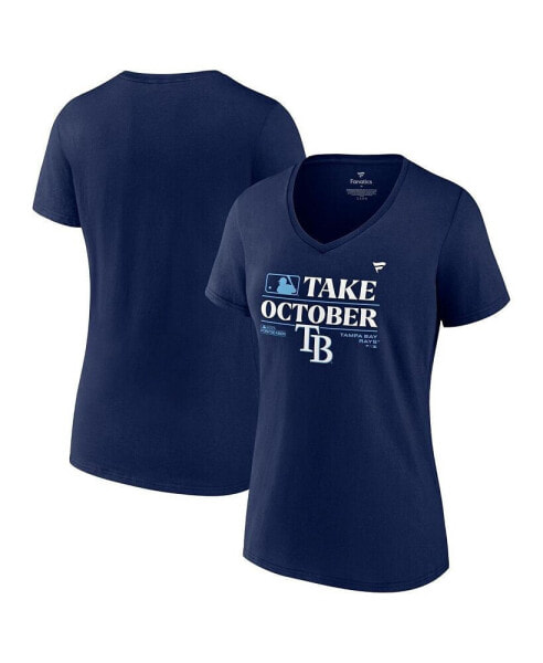 Women's Navy Tampa Bay Rays 2023 Postseason Locker Room V-Neck T-shirt