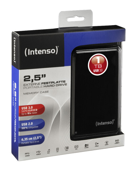 Intenso Memory Case 2.5" USB 3.0 - 1TB - 1.02 TB - 2.5" - 3.2 Gen 1 (3.1 Gen 1) - 5400 RPM - Black