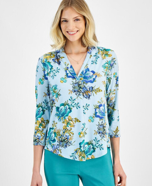 Women's Printed V-Neck Top, Created for Macy's