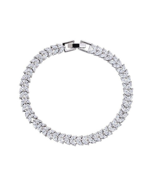 Heart Cubic Zirconia Tennis Bracelet with Marquise Cut Cubic Zirconia Stones