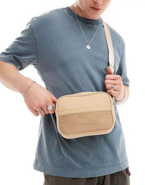 My Accessories nylon crossbody camera bag in sand