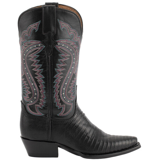Ferrini Teju Lizard Snip Toe Cowboy Womens Black Dress Boots 81161-04