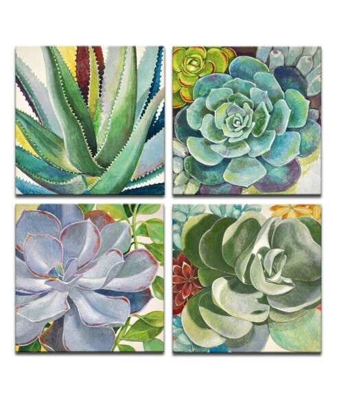 'Botanical Bliss' 4 Piece Floral Canvas Wall Art Set, 24x24"