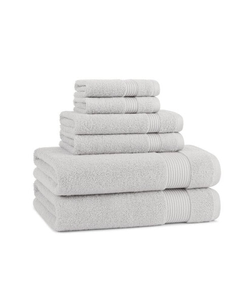 Полотенце для ванной Arkwright Home 6-предметный набор (2 ванных полотенца, 2 рушника, 2 мочалки), 600 GSM, мягкий хлопок со стильной полосатой отделкой на доббилях.
