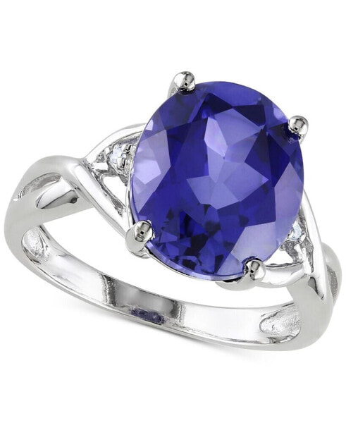 Lab-Grown Sapphire (7-1/2 ct. t.w.) & Diamond Accent Statement Ring in Sterling Silver