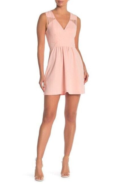 BCBGeneration Sleeveless Mesh Cut Out Dress Pink Coral 2