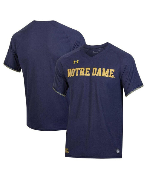 Men's Navy Notre Dame Fighting Irish Softball V-Neck Jersey