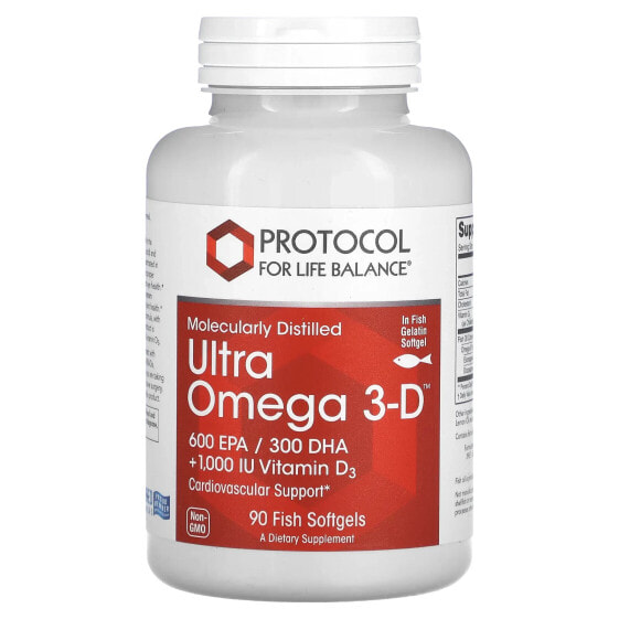 БАДы Рыбий жир и Омега 3, 6, 9 Protocol For Life Balance Ultra Omega 3-D, 90 гелевых капсул