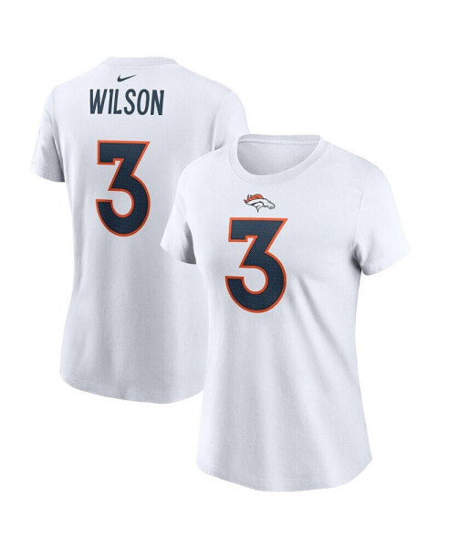 Women's Russell Wilson White Denver Broncos Player Name & Number T-shirt