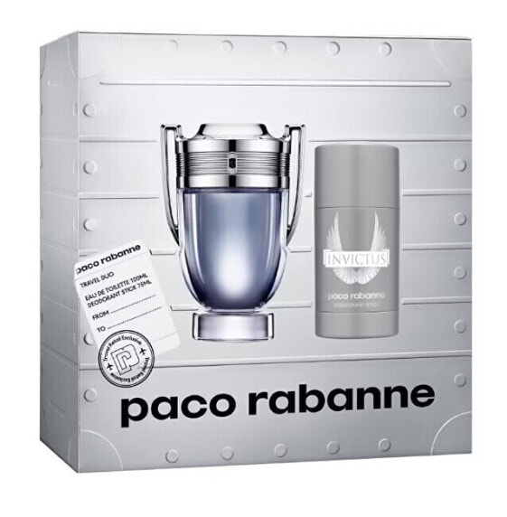 Парфюмерный набор Paco Rabanne Invictus - 100 мл + 75 мл - EDT + твердый дезодорант