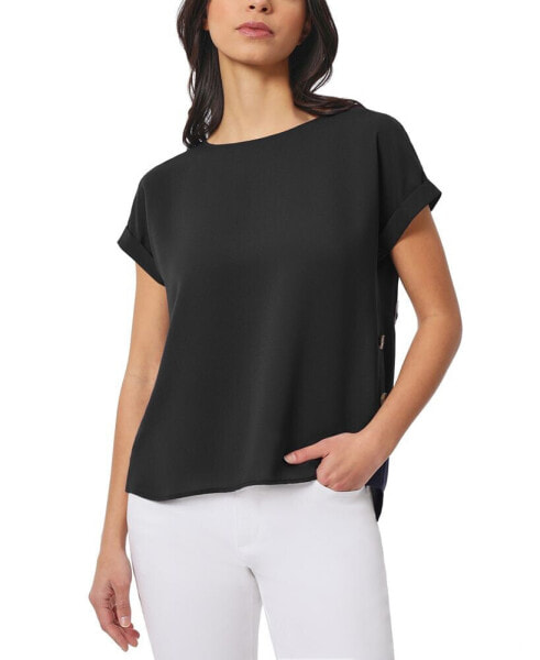 Women's Short-Sleeve Button-Detail Top, Regular & Petite