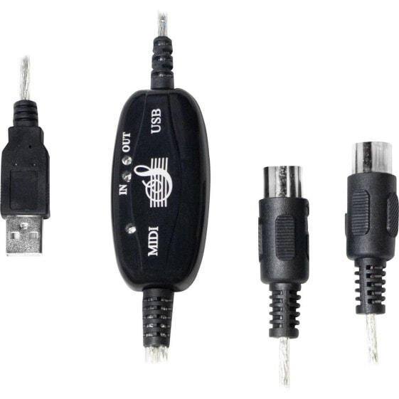 Renkforce RF-3312686, USB Type-A, 2 x MIDI, Transparent, 2 m